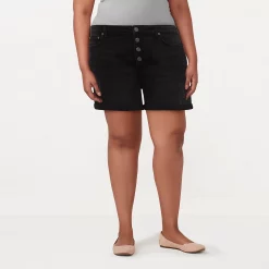 Plus Size LC Lauren Conrad 5" Cuffed High-Waisted Shorts