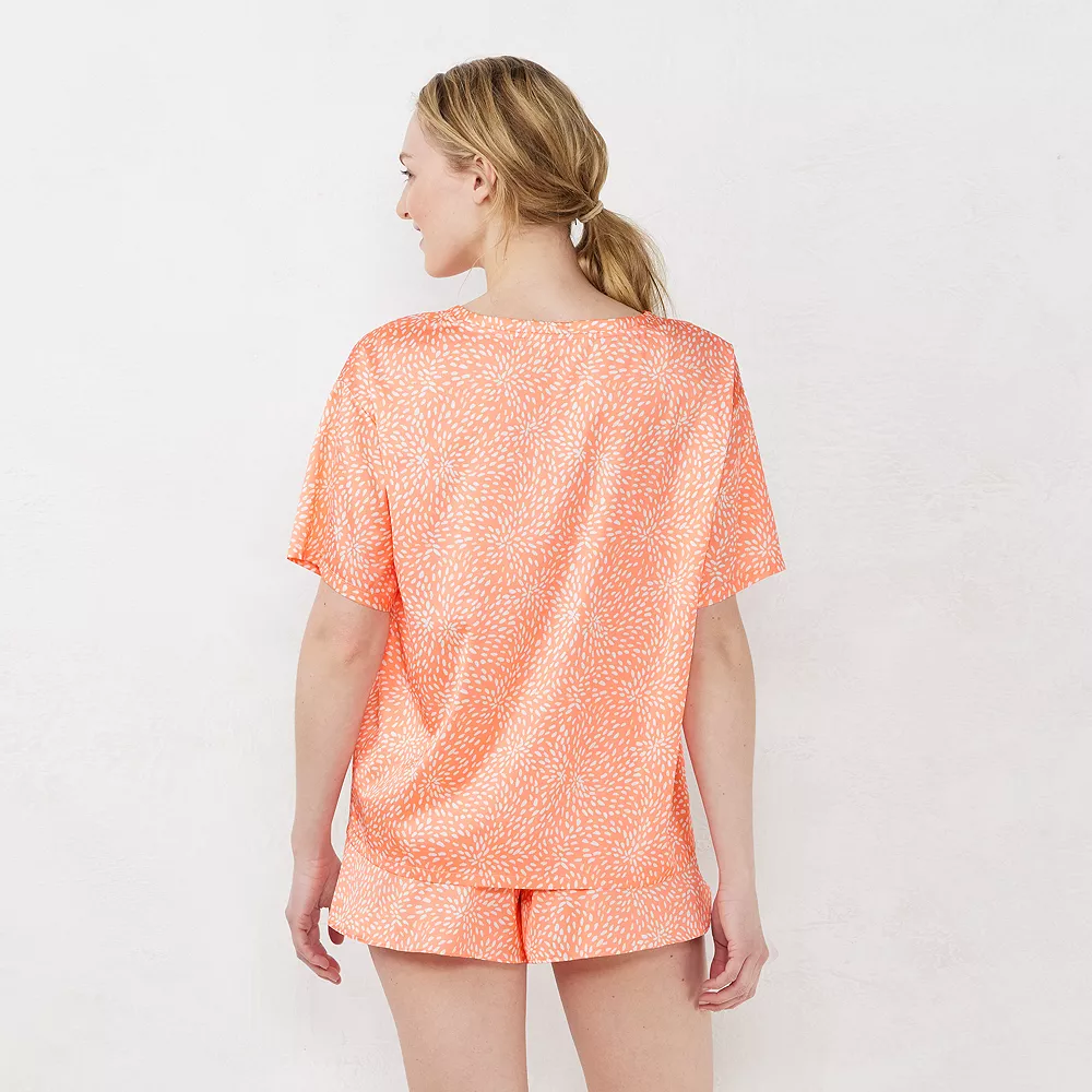 Women's LC Lauren Conrad Satin Pajama Top & Pajama Shorts Sleep Set - Image 3