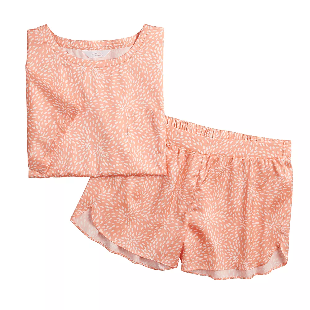Women's LC Lauren Conrad Satin Pajama Top & Pajama Shorts Sleep Set - Image 4