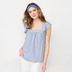 Women's LC Lauren Conrad Ruffled Sleeve Cross-Back Top