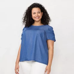 Plus Size LC Lauren Conrad Rumpled Short Sleeve Tee