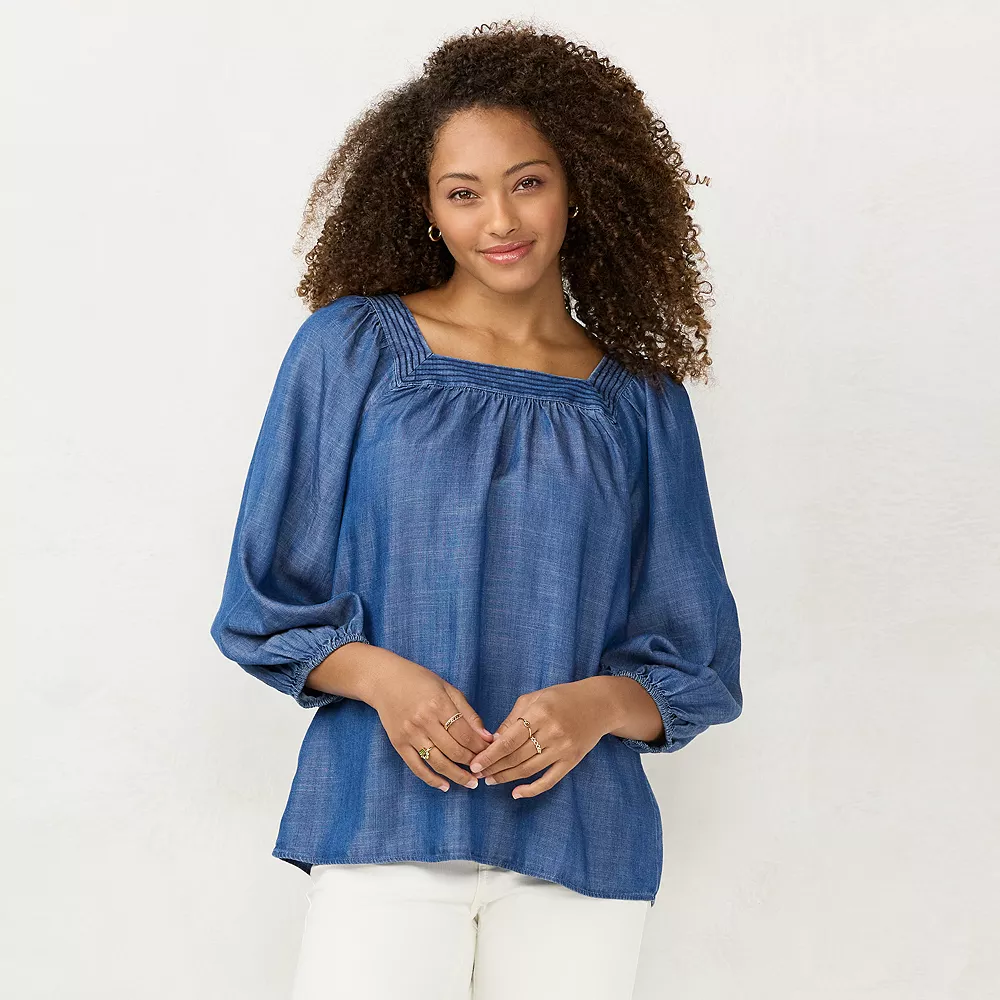 Women's LC Lauren Conrad Squareneck Peasant Top - Image 5