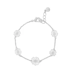 LC Lauren Conrad Silver Tone Openwork Flower Charm Bracelet