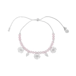 LC Lauren Conrad Silver Tone Openwork Floral Charm Adjustable Bracelet