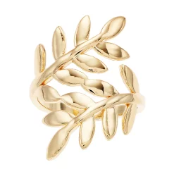 LC Lauren Conrad Gold Tone Wide Leaf Wrap Ring