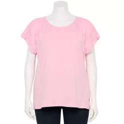Plus Size LC Lauren Conrad Scoopneck Flutter Short Sleeve Top