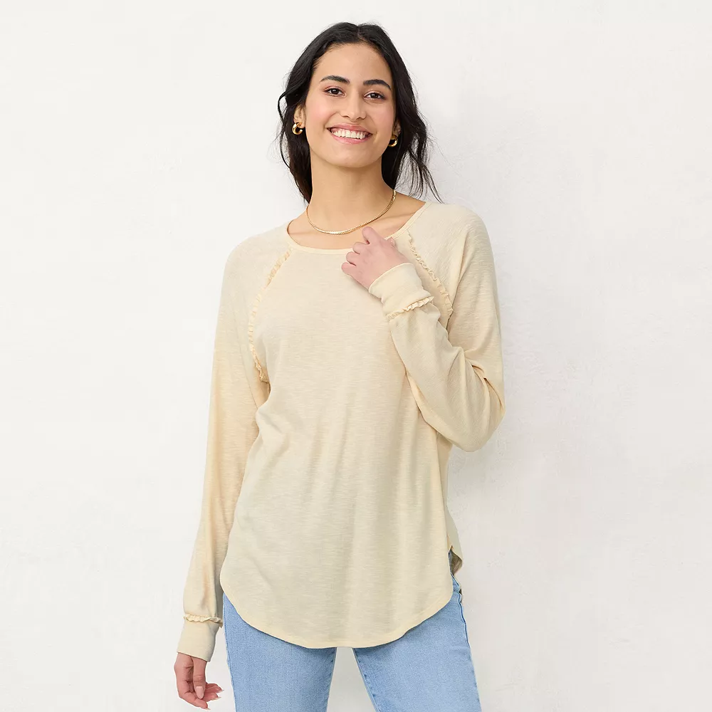 Women's LC Lauren Conrad Raglan Ruffle-Sleeve Tunic - Image 5