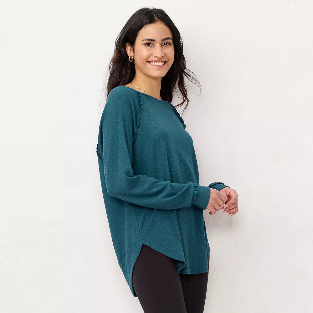 Women's LC Lauren Conrad Raglan Ruffle-Sleeve Tunic - Image 2
