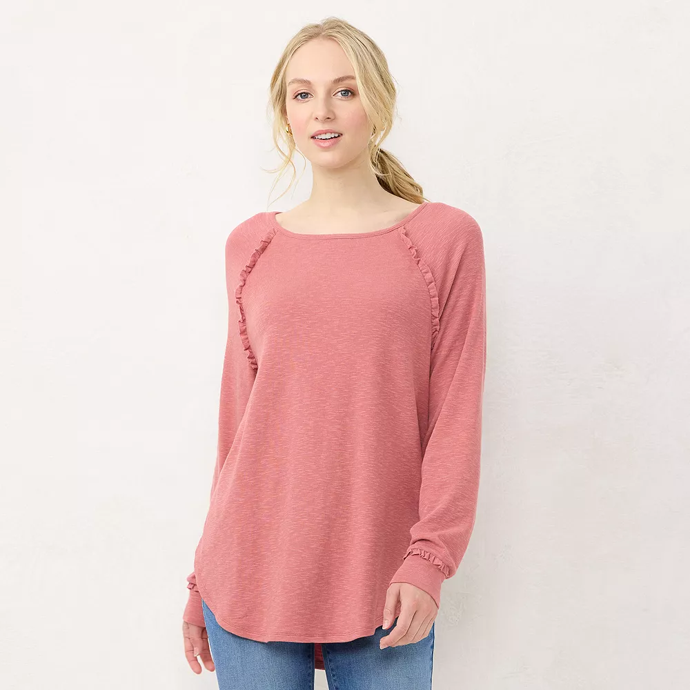 Women's LC Lauren Conrad Raglan Ruffle-Sleeve Tunic - Image 8