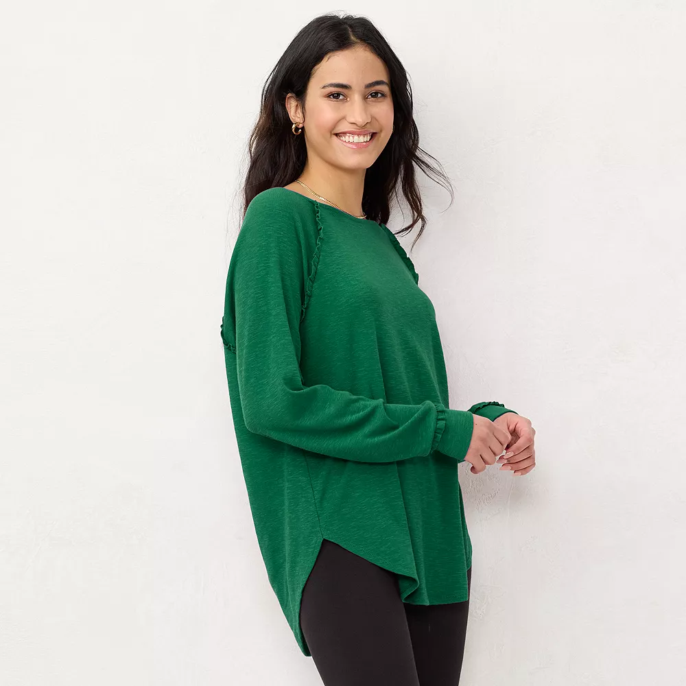 Women's LC Lauren Conrad Raglan Ruffle-Sleeve Tunic - Image 7