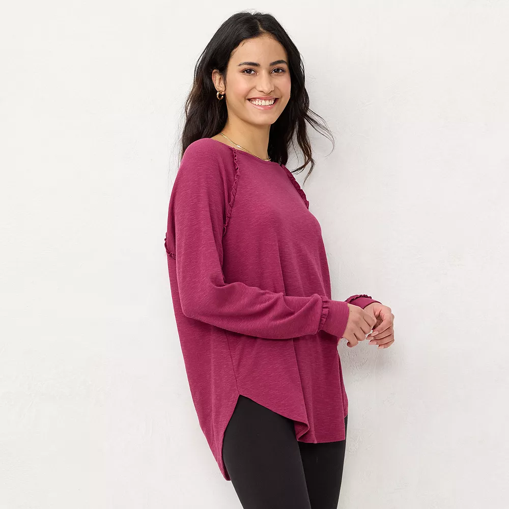 Women's LC Lauren Conrad Raglan Ruffle-Sleeve Tunic - Image 4