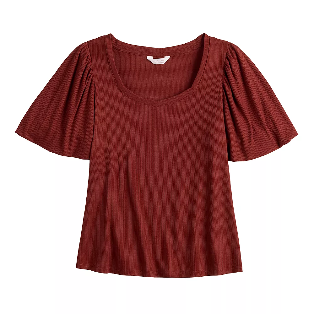 Women's LC Lauren Conrad Sweetheart Bubble-Sleeve Tee - Image 7