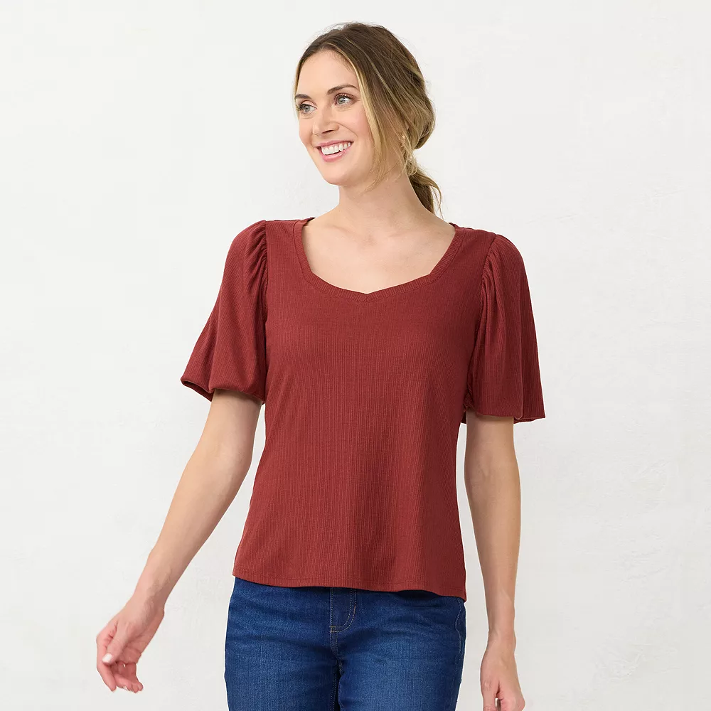 Women's LC Lauren Conrad Sweetheart Bubble-Sleeve Tee - Image 5