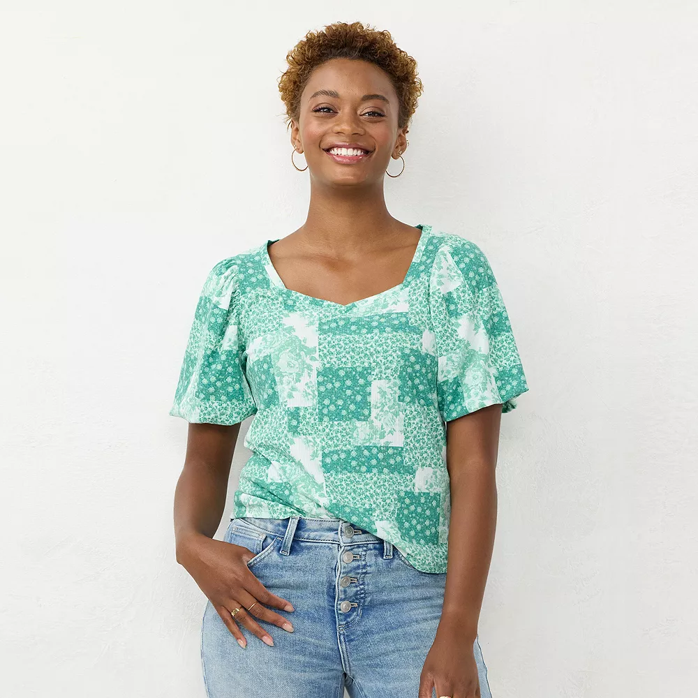 Women's LC Lauren Conrad Sweetheart Bubble-Sleeve Tee - Image 2