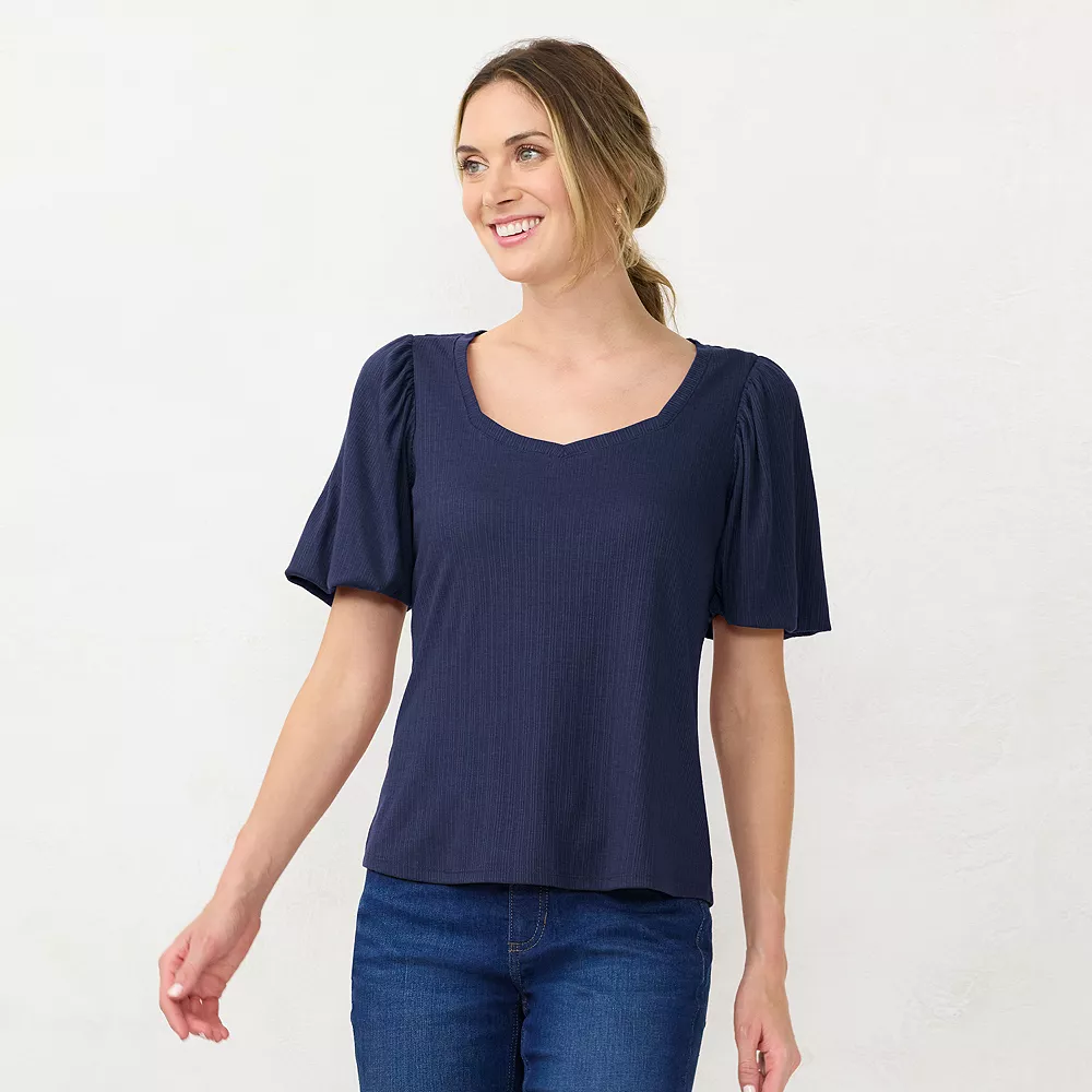 Women's LC Lauren Conrad Sweetheart Bubble-Sleeve Tee - Image 4