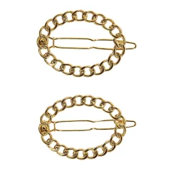 LC Lauren Conrad Gold Tone Chain Link Oval Hair Clip 2 Pack
