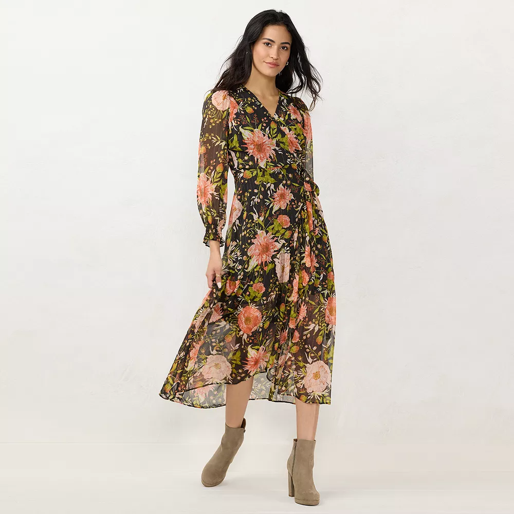 Petite LC Lauren Conrad High-Low Maxi Faux-Wrap Dress