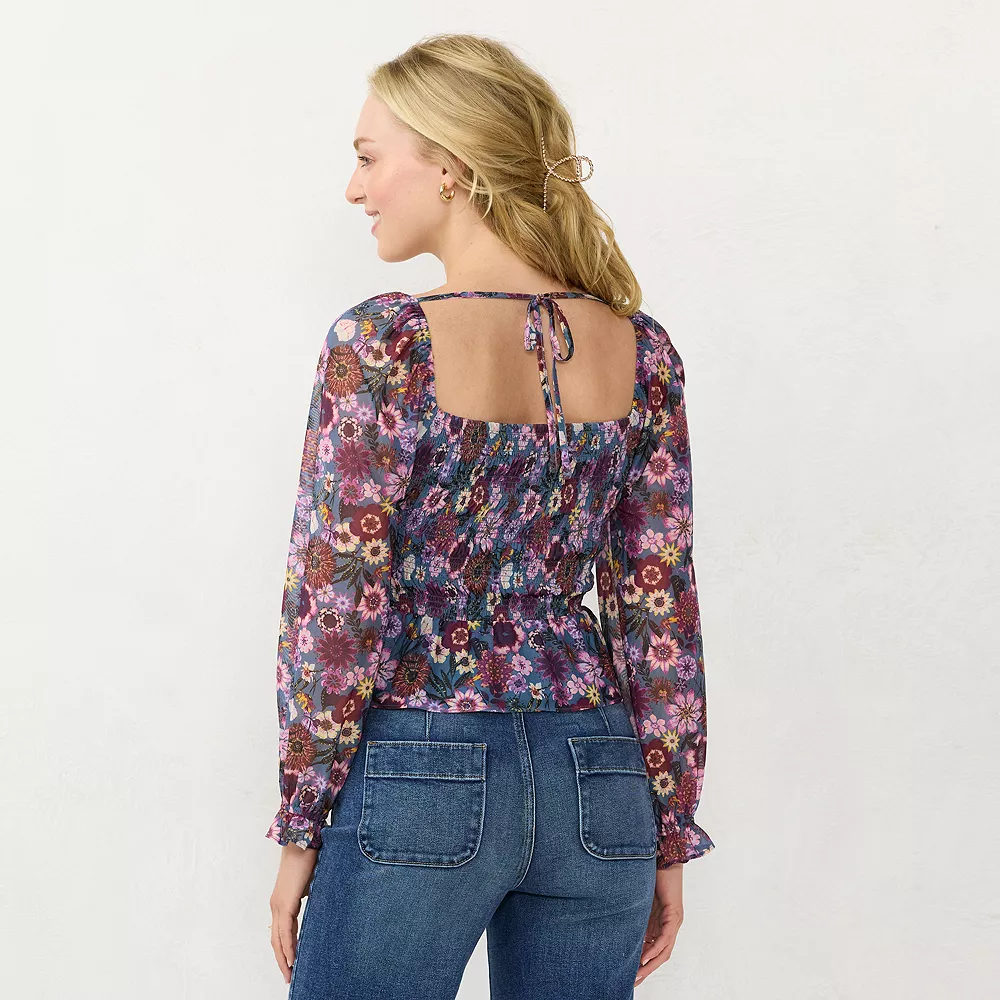 Women's LC Lauren Conrad Smocked Peplum Top - Image 5