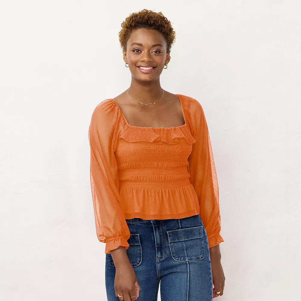 Women's LC Lauren Conrad Smocked Peplum Top - Image 2