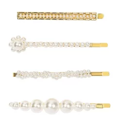 LC Lauren Conrad 4 Pack Gold Tone Mixed Simulated Pearl Bobby Pin Set