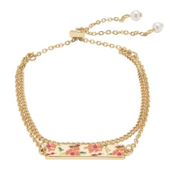 LC Lauren Conrad 2 Row Chain & Floral Enamel Bar Necklace