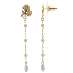 LC Lauren Conrad Rose Gold Pearl Stations Linear Drop Earrings