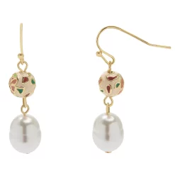 LC Lauren Conrad Floral Enamel Bead & Pearl Drop Earrings