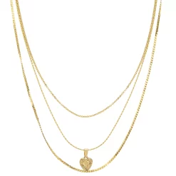 LC Lauren Conrad 3 Row Multi Chained Heart Pendant Necklace