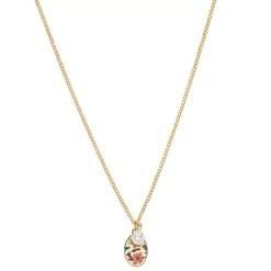 LC Lauren Conrad Pearl & Floral Enamel Pendant Necklace