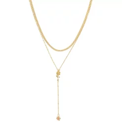 LC Lauren Conrad 2 Row Rose & Floral Enamel Bead Y Necklace