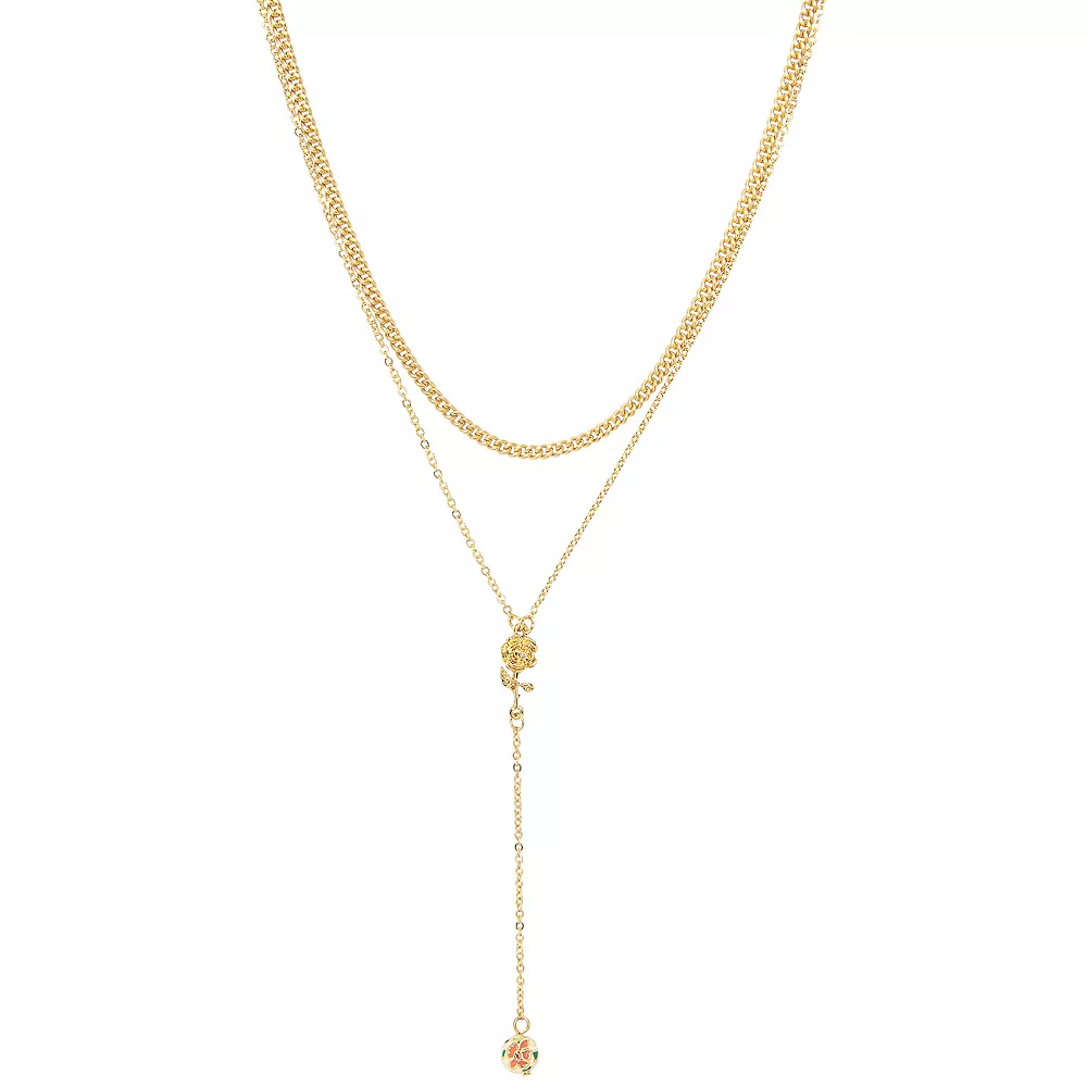 LC Lauren Conrad 2 Row Rose & Floral Enamel Bead Y Necklace