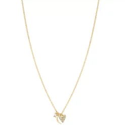 LC Lauren Conrad Gold Tone Crystal Baguette, Moon, & Heart Charms Necklace