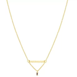 LC Lauren Conrad Gold Tone Pink Crystal Heart Bar Pendant Necklace