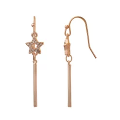LC Lauren Conrad Rose Gold Tone Open Pave Star Bar Nickel Free Drop Earrings