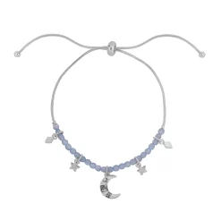 LC Lauren Conrad Silver Tone Simulated Crystal Celestial Charm Nickel Free Pull Tie Bracelet