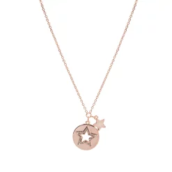 LC Lauren Conrad Rose Gold Tone Cutout Pave Star Coin Nickel Free Pendant Necklace