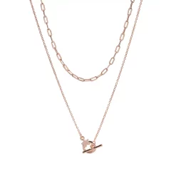LC Lauren Conrad Rose Gold Tone Two Row Chain and Star Nickel Free Toggle Necklace