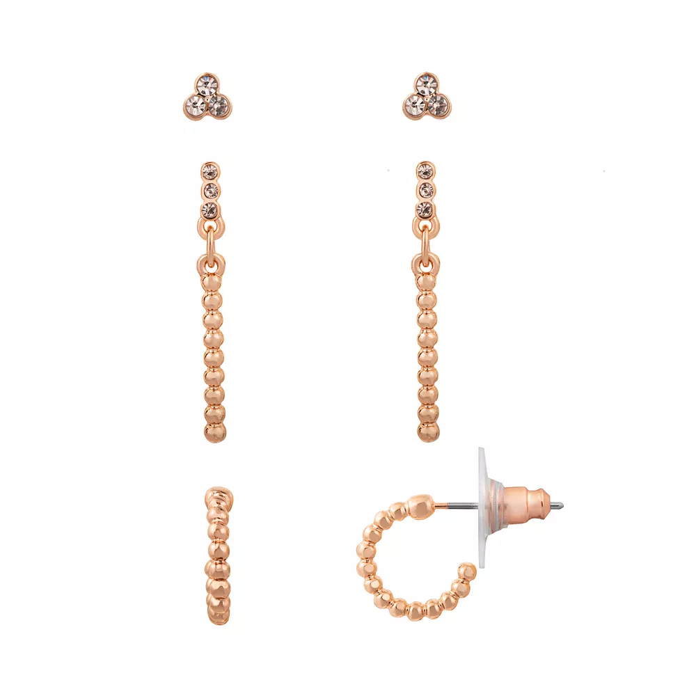 LC Lauren Conrad Gold Tone Metal Ball Nickel Free Earring Set