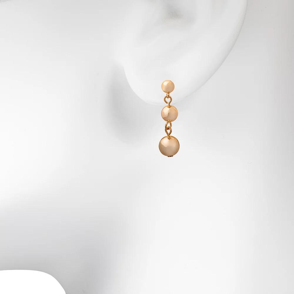 LC Lauren Conrad Gold Tone Clean Metal Ball Tiered Drop Earrings - Image 2