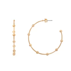 LC Lauren Conrad Gold Tone Large Hoops with Clean Metal Ball Nickel Free Earrings