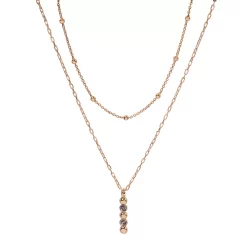 LC Lauren Conrad Gold Tone Two Row Simulated Crystal and Metal Ball Nickel Free Pendant Necklace