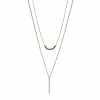 LC Lauren Conrad Rose Gold Tone Two Row Metal Ball Bead and Bar Long Nickel Free Pendant Necklace