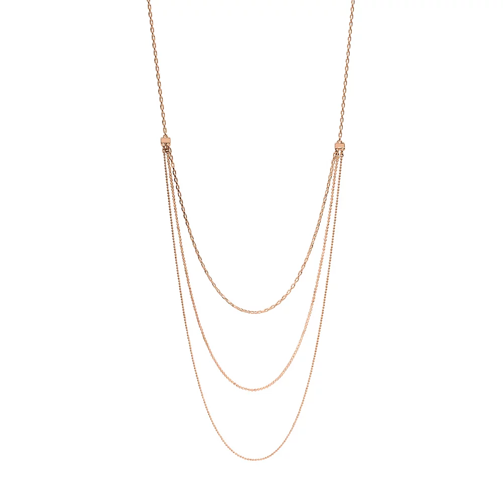 LC Lauren Conrad Gold Tone Three Row Long Nickel Free Chain Necklace