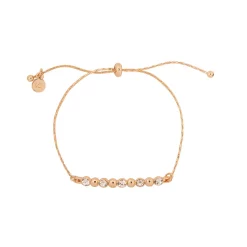 LC Lauren Conrad Gold Tone Simulated Crystal and Metal Ball Bar Nickel Free Pull Tie Bracelet