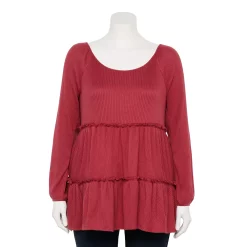 Plus Size LC Lauren Conrad Cozy Tiered Tunic