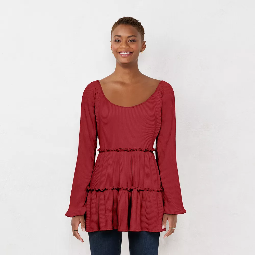 Women's LC Lauren Conrad Cozy Tiered Tunic - Image 4