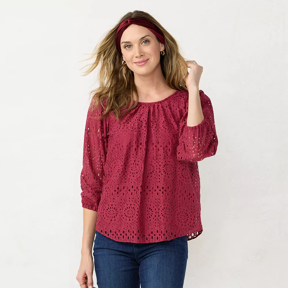 Women's LC Lauren Conrad Tie-Front Peasant Top - Image 3