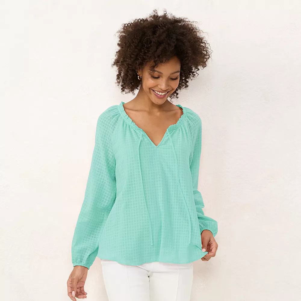 Women's LC Lauren Conrad Tie-Front Peasant Top