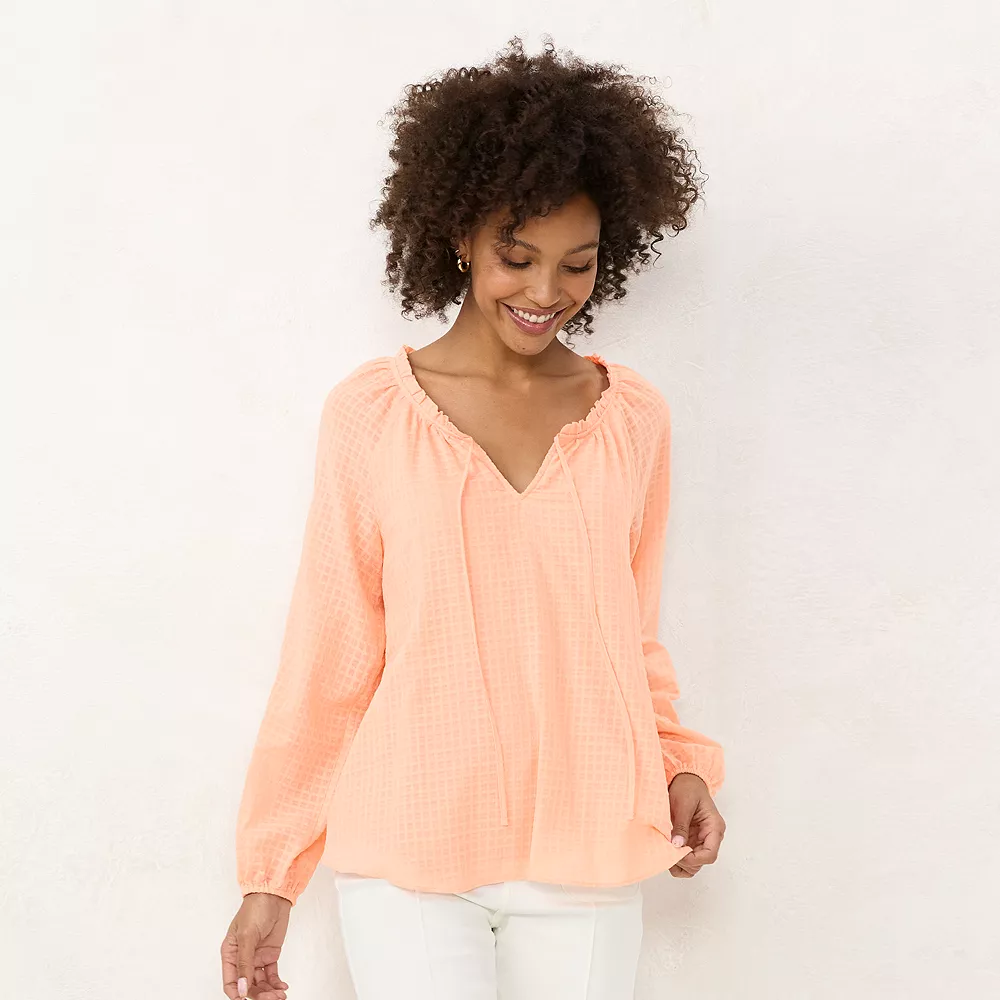 Women's LC Lauren Conrad Tie-Front Peasant Top - Image 8