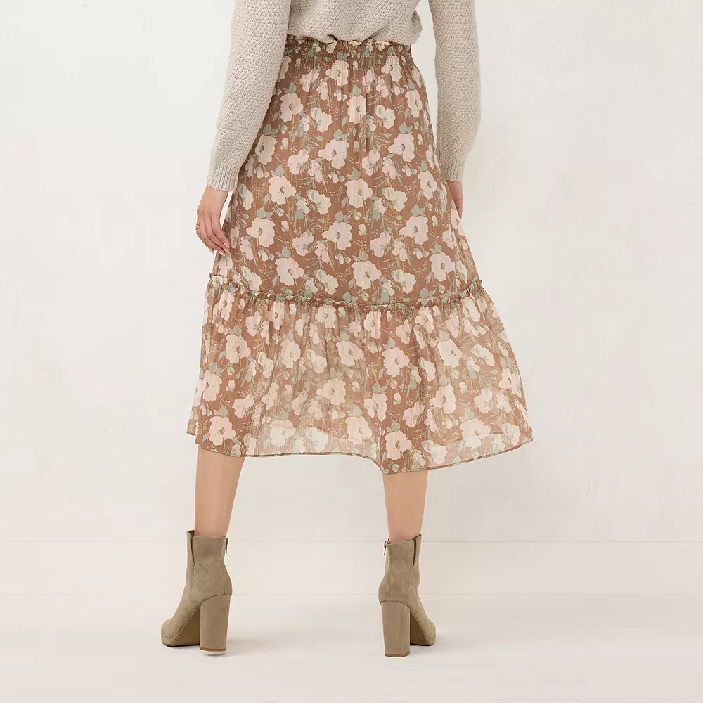 Women's LC Lauren Conrad Smocked Flounce Midi Skirt - Image 2